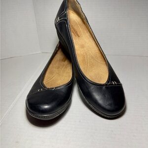 Naturalizer Black Leather Comfort Wedge Flats Womens 7.5M